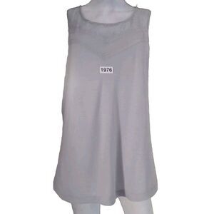 Merona Tank Top Woman XXL Gray Round Neck Lace Sleeveless Flowy Pullover‎ Beach